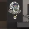 Reloj de Pared Moderno de Lujo Ligero para Fondo de Rejilla de TV Sala de Estar Pintura Decorativa Comedor de Gama Alta Comedor con Mural Luminoso