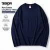 Camiseta básica de manga larga de color liso en stock para venta al por mayor, nuevo modelo de otoño 2026, algodón puro, camiseta base holgada tipo pullover para hombre