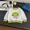 Novedades Otoño 2026 Sudadera sin Capucha para Bebés Niños y Niñas Bloque de Color de Dibujos Animados Estilo Coreano Casual Estilo Perezoso Cómodo Top Individual