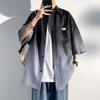 Camisa de manga corta con degradado para hombre, de verano, fina, holgada, de talla grande, informal, de media manga, estilo americano, chaqueta de marca de moda de calle alta