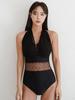 Nuevo Traje de Baño Bikini Entero para Mujer 2024 Costuras de Malla Sexy Europeo y Americano Dos Formas de Usar Traje de Baño Adelgazante