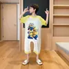 Pijama Infantil de Peça Única Kapibala Verão Manga Curta Roupa de Casa Infantil Roupa para Ar Condicionado Crianças Maiores Saco de Dormir para Bebê Roupa Externa