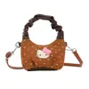 Bolsa de Ombro Única para Menina com Laço Doce e Fofo Bolsa de Mão Plissada Bolsa Transversal de Bolinhas Design Nicho Bolsa Casual