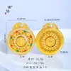 Puzuo Retención Fuerte del Color Oro Arena Incrustaciones de Diamante Amarillo Dios de la Riqueza Filigrana Ruyi Ocho Tesoros Brújula Nubes Propicias Bolsa de Dinero Collar Estilo Chino Lujo Ligero