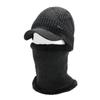 Traje para hombre Sombrero Invierno Exterior Equitación A prueba de frío Cálido Sombrero de punto Estilo coreano con forro polar Engrosado Color sólido Sombrero protector de cuello