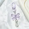Chaveiro de laço colorido com pérolas, acessórios artesanais DIY para capas de celular, fones de ouvido, bolsas e acessórios de vestuário