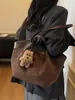 Bolso Tote Retro de Gamuza de Gran Capacidad para Mujer, Bolso de Mano de Moda Estilo Coreano de Nicho, Bolso Cubo Versátil para Hombro