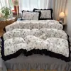 Juego de cuatro piezas clase A funda de cama de terciopelo de leche terciopelo grueso invierno terciopelo de coral alto gramaje sábana funda nórdica ropa de cama juego de tres piezas 4
