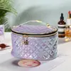Bolsa de cosméticos de PU transfronteriza para mujer estilo coreano a cuadros de colores bolsa de almacenamiento de viaje portátil bolsa de aseo portátil para viaje de negocios
