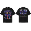 2026 Transfronterizo Dembele estrella estampado patchwork retro americano camiseta manga corta algodón peinado pesado camiseta para hombre verano