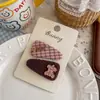 Nuevo Pasador de Tela a Cuadros Color Café Rosa Accesorios para el Cabello de Niños Pasador Elegante para Niña Dulce Pinza para Flequillo