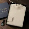 Suéter de Cachemira de Alta Gama de Primera Línea para Hombre en Otoño e Invierno Cuello Medio Caliente Superior Casual de Negocios Suéter Interior para Hombre Venta al por Mayor