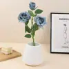 3 Cabezas de Rosa Artificiales con Bordes Quemados, Ramo de Camelia de Seda en Colores Otoñales Estilo Retro Nórdico para Decoración de Bodas