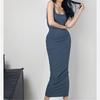 Human Peach Pure Wants Slim-fit Pêssego Hip Sling Grande Vestido Longo Sem Costas Feminino Primavera e Verão Slim-fit Vestido Rabo de Peixe