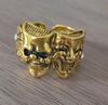 Nuevo Anillo de Payaso Bueno y Malo de Doble Cara Plata Tailandesa Hombres Retro Moda Japonesa Gótico Hecho a Mano Anillo Abierto