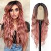 Fabricante en Stock Venta al por Mayor Transfronterizo Europeo y Americano Peluca Pequeña de Encaje con Raya al Medio Cabello Largo Ondulado Grande Rizado Tocado Completo