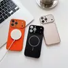 Transforma-se em uma Capa de Celular de 17 Polegadas em Segundos, Janela Grande de Vidro, Capa Rígida Magnética de Acrílico Laranja para iPhone 16, Adequada para iPhone 15