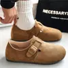 Sapatos baixos estilo retrô Birkenstock para homens, adequados para todas as estações, versão coreana com fivela, mocassins casuais de tamanho grande, sapatos slip-on da moda