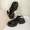 Sigolan niche 2022 verano Zapatos Mary Jane Gruesos Piel Genuina Suela Gruesa Zapatos Romanos Sandalias Huecas de Punta Abierta Femeninos
