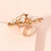 Anel de Rosa com Diamante Simples Nova Moda Transfronteiriça Europeia e Americana Anel de Pérola Exagerado com Design Criativo Retrô