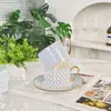 Serie Estrella de Siete Puntas Rusa Taza Doble con Platillo Taza de Café y Platillo Doméstico de Porcelana Ósea Lujo Ligero Caja de Regalo de Gama Alta Venta al por Mayor Transfronteriza