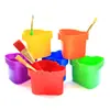 Vasos de Pigmento para Pintar de Niños de Jardín de Infancia Suministros de Arte para Estudiantes de Primaria Paleta de Plástico Tazón para Mezclar Colores Acuarela Gouache Plato para Porcionar