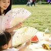Abanico plegable de estilo clásico antiguo, abanico de baile estilo chino, abanico plegable de verano para mujer, pequeño abanico de tela retro estilo japonés tradicional