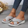 Nueva colección de verano: Sandalias para mujer talla grande, con suela gruesa, diseño cruzado, parte superior de tela cómoda y transpirable, y estilo europeo y americano