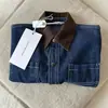 Camisa de Mezclilla para Niños Primavera y Otoño 2025 Niños y Niñas Estilo Japonés Marca de Moda Cuello Camisero Bloque de Color Top Chaqueta para Niños Pequeños