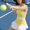 Falda de Tenis de Malla Patchwork Bloque de Color Transfronteriza, Vestido Delgado de Cintura Alta, Falda Corta Deportiva Anti-Exposición para Correr y Fitness para Mujer