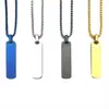 Venta Caliente Transfronteriza Europea y Americana para Hombre Acero de Titanio Barra Rectangular Tridimensional Personalidad Simple Hip-Hop Colgante Collar Geométrico Se Puede Grabar