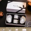 Conjunto de presente de xícara e pires de café para melhores amigos, noivado, casamento, recém-casados, presente prático de alta qualidade, xícaras combinando para casais, presente de inauguração de casa