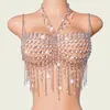 Corrente de corpo nova AYJ com contas pesadas, estilo europeu e americano, para mulheres, com franja solta, moda, gola halter, lingerie