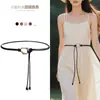 Cinturón de Cuerda de Cuero Suave con Hebilla de Metal Anudado para Mujer para Combinar con Abrigos, Chaquetas de Plumas de Moda, Suéteres Decorativos y Faldas, Cinturones Delgados