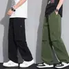 Calça de trabalho estilo americano, coleção outono 2026, leve, modelagem solta, design de perna reta, estilo unissex moderno, adequada para esportes e uso casual