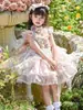 Vestido de Alça Lolita Flor Fada Indústria Pesada para Meninas Verão 2025 Novo Vestido Princesa Floral Estilo Ocidental Infantil