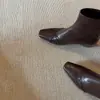 Primer Encuentro Jifangtou Botas Sencillas Delgadas para Mujer Estilo Francés Suave Cierre Trasero Tejidas Botines de Invierno