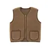 Chaleco para Niños 2026 Otoño/Invierno Unisex Niños Estilo Nórdico Sin Mangas Bloque de Color Superior Chaleco Cardigan de Polar para Bebé