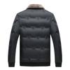 Moderna Ropa Exterior de Algodón para Hombre con Cuello de Piel Ropa Exterior de Invierno Abrigada Corta de Algodón Cálida Cuello Solapa Ropa Exterior de Algodón con Relleno Casual de Invierno