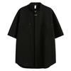 Camisa de verano rufián guapo de cuello alto y manga corta para hombre, estilo nacional, herramienta transpirable de color sólido con caída, camisa abrigo de nuevo estilo chino, marca de moda