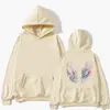 Moletom Feminino de Lã com Capuz Alado, Bolso Canguru Estampado, Capuz com Cordão Estampado - Comércio Exterior Transfronteiriço 2025