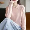Outono/Inverno 2026 novo suéter de tricô estilo coreano com gola, adornado com strass, tamanho plus size, camada base estilosa, top da moda feminino