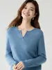 Suéter de Cachemira para Mujer Cuello en V Diseño con Abertura Otoño Invierno Nuevo Versátil Adelgazante Capa Interior Capa Base Ropa de Punto