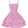 Comércio exterior europeu e americano Amazon novo lantejoulas sling sexy decote em v sem costas curto banquete baile festa vestido de noite