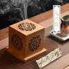 Portaincienso de Madera Salvia Blanca Adornos de Purificación de Cristal Portaincienso Caja de Madera de Bambú Sándalo Recortado Soporte para Incienso Incienso Doble Agujero