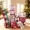 Fita de Natal Fita de Juta Imitação Árvore de Natal Carro Xadrez Boneco de Neve Laço Borda com Arame DIY Decorações de Natal
