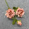 Simulación 3 cabezas Corolla Ángulo Mei Rosa Camino de Boda Arreglo Floral Principal Decoración Mesa de Comedor Hogar Rosa al por Mayor