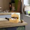 Porta pañuelos de almacenamiento para el hogar de bambú y madera, estante de almacenamiento de pañuelos para hotel y restaurante con caja para condimentos