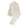 Pijama estilo Muji de buen producto de otoño e invierno de algodón lavado de doble capa para mujer, ropa para el hogar de doble capa, ropa para el hogar de algodón puro para pareja