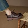 Zapatos de Plataforma con Cordones para Mujer de Cuero Genuino de Hong Kong 2026 Nuevos Mocasines Casuales para Mujer de Suela Gruesa Estilo Británico